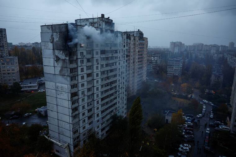 REUTERS/VALENTYN OGIRENKO
                                A view shows an apartment building damaged by a Russian drone strike, amid Russia’s attack on Ukraine, in Kyiv, Ukraine.