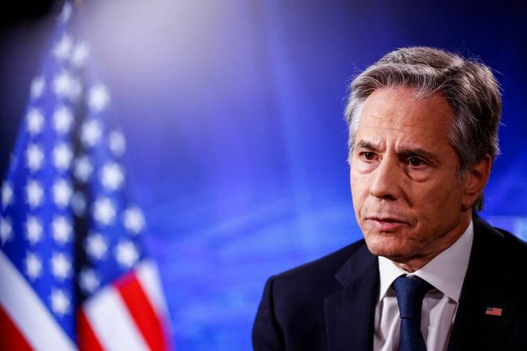 REUTERS/JOHANNA GERON / DEC. 4
                                Secretary of State Antony Blinken attends an interview, in Brussels, Belgium.