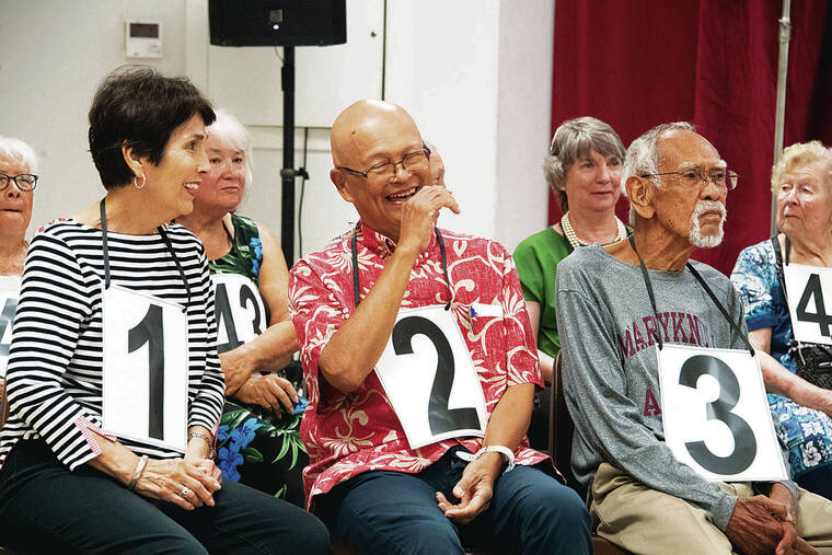 CRAIG T. KOJIMA / CKOJIMA@STARADVERTISER.COM
                                Sandra Peltzer, left, Jerome Anaya, and Rosario Viernes made it through the first round.