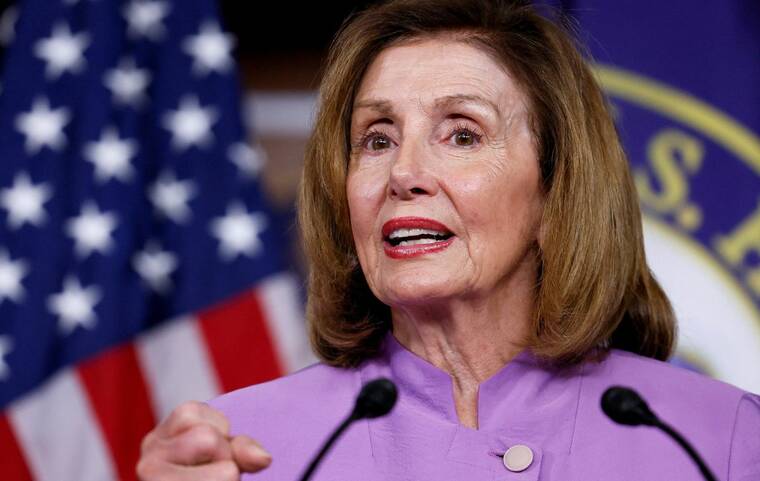 REUTERS/EVELYN HOCKSTEIN/FILE PHOTO
                                U.S. House Speaker Nancy Pelosi (D-CA) answers questions during a news conference about her recent Congressional delegation trip to the Indo-Pacific region, on Capitol Hill in Washington, in August 2022. Pelosi suffered an injury on a trip to Luxembourg and has been admitted to a hospital for evaluation, her office said in a statement today.